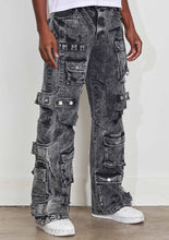 Load image into Gallery viewer, WASHED MULTI CARGO DENIM Y2K PANTS