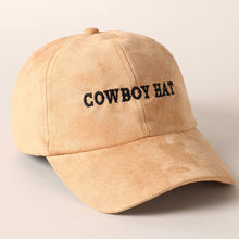 Load image into Gallery viewer, Cowboy Hat Text Embroidery Suede Baseball Cap