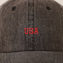 Load image into Gallery viewer, USA Embroidered Denim CottonUSA Embroidered Den Baseball Cap: LT BLUE / ONE SIZE