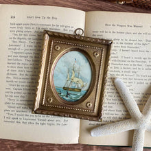 Load image into Gallery viewer, 4-1/2&quot; Whaling Ship Print in Embossed Brass Frame