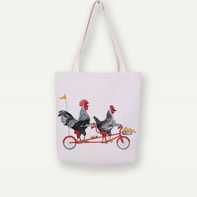 Study Room - Chicken On Bike Tote Bag, Handbag
