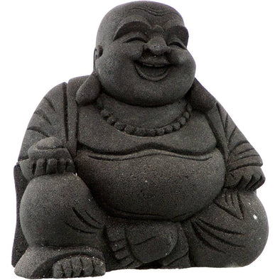 Kheops International - Volcanic Stone Statue Happy Buddha Black (Each)