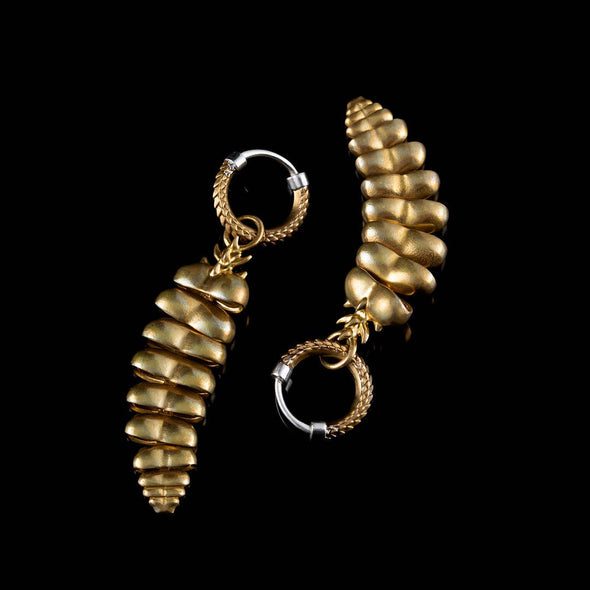 Rattlesnake Tail Earrings: Oxidized Silver