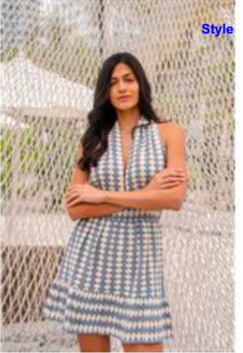 34131002 BLUE BLUE CROCHET MINI DRESS