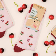 Load image into Gallery viewer, Socks that Support Self-Checks (Pink Cherries)