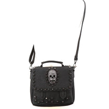 Load image into Gallery viewer, Small Metal Skull Satchel Bag in Vinyl