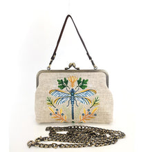 Load image into Gallery viewer, Dragonfly Vintage Kisslock Bag: Beige