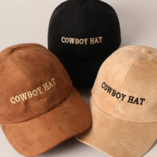 Load image into Gallery viewer, Cowboy Hat Text Embroidery Suede Baseball Cap
