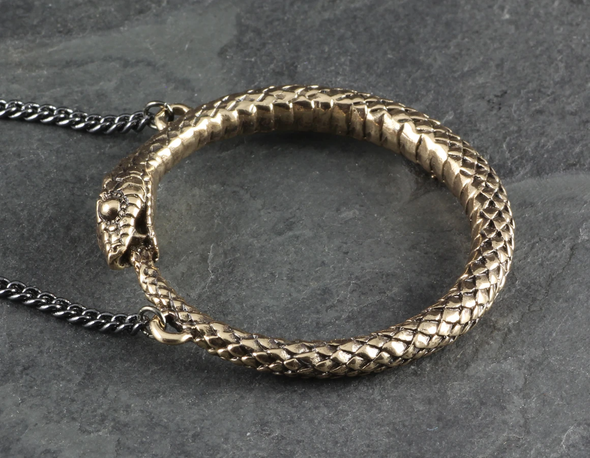 Ouroboros Necklace - Bronze: Gold plated chain / 18"