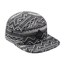 Load image into Gallery viewer, Hatphile Salty Native Pattern Multi Color Jacquard 5 Panel Hat Camp Cap: Jacquard Black Salty