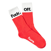 Load image into Gallery viewer, Pair of Viva Magenta “Fuck Off” socks