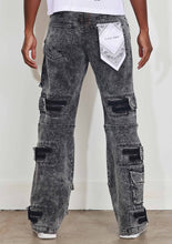 Load image into Gallery viewer, WASHED MULTI CARGO DENIM Y2K PANTS
