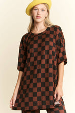 Load image into Gallery viewer, RIBBED CHECKERED PRINT TOP/STRAIGHT LEG PANTS SET