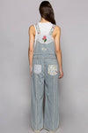 Floral patchwork embroidery overall DENIM