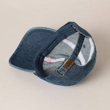 Load image into Gallery viewer, USA Embroidered Denim CottonUSA Embroidered Den Baseball Cap: LT BLUE / ONE SIZE