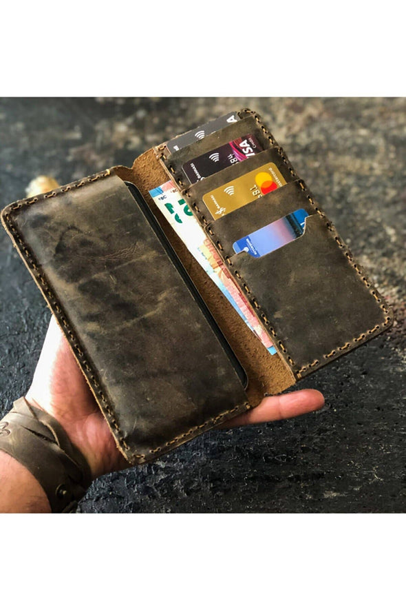 Leather Phone Wallet - Handmade Wallet - CardHolder