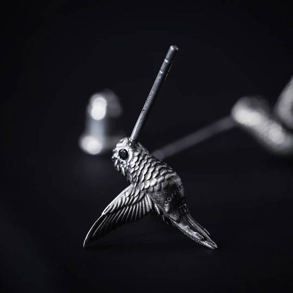 Coppertist.wu - Hummingbird Earrings: Oxidized Silver