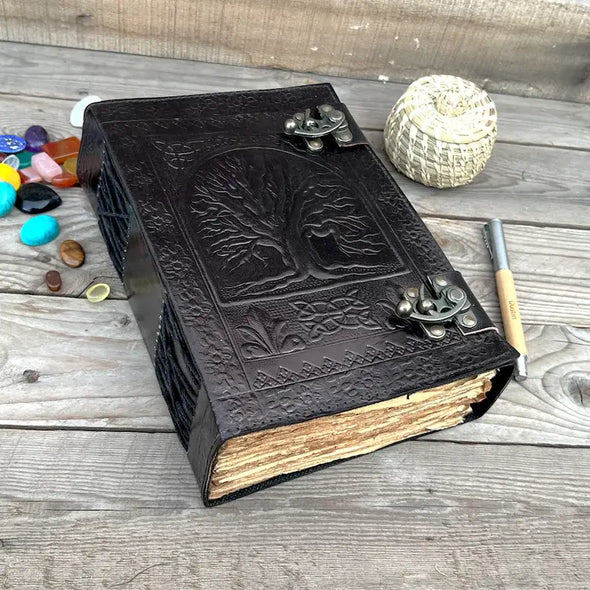 Jay mataji Handicrafts - 400 Pages large Leather Journal, Tree Of Life, Leather Noteb: CHARCOL