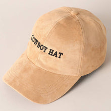 Load image into Gallery viewer, Cowboy Hat Text Embroidery Suede Baseball Cap