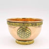 Rock Paradise - Copper Offering Bowl with Flower of Life emblem - Raised metal Flower of Life emblem - (RK16-47-C)