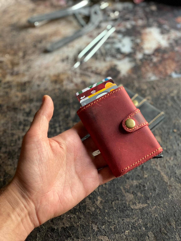 Real Leather Wallet-Card Holder-Hand Made: Red