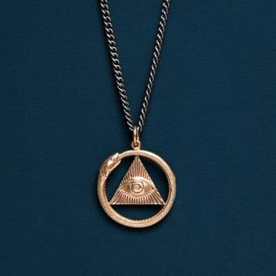 All Seeing Eye Pendant + Ouroboros Snake pendant Necklace