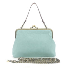 Load image into Gallery viewer, Frog in the Lily Pond Kiss Lock Bag in Linen Cotton Blend Ma