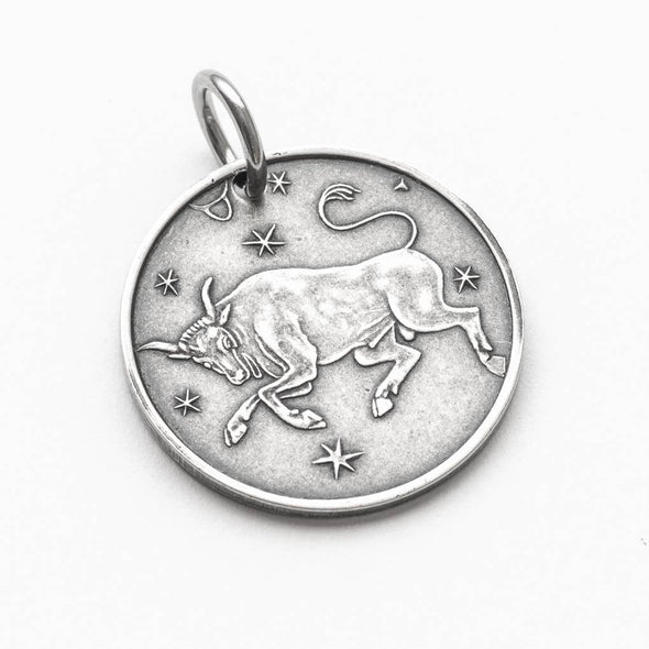 Zodiac Taurus Moon Silver Charm