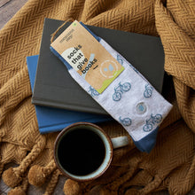 Load image into Gallery viewer, Socks that Give Books (Gray Bicycles): Medium