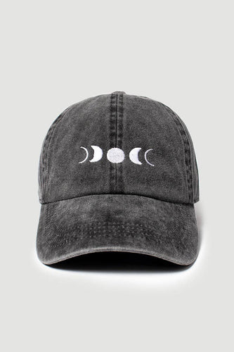 Celestial-Moon embroidered baseball cap: Black