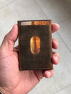 Mini Card Holder Wallet Real Distressed Leather Black-Brown: Black