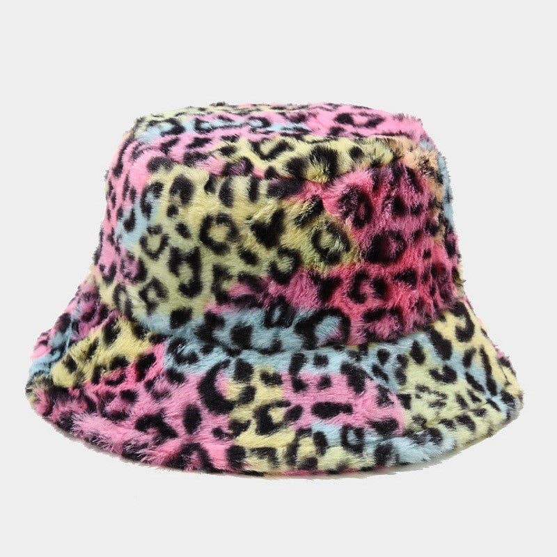 Warm Fleece Leopard Print Bucket Hat: MULTICOLOR