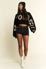 Load image into Gallery viewer, PLUS BE YOUR SELF SWEATER CROP TOP: Black / 1XL/2XL