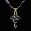 Double Snake Cross Necklace: Brass / Ball Chain / 18"