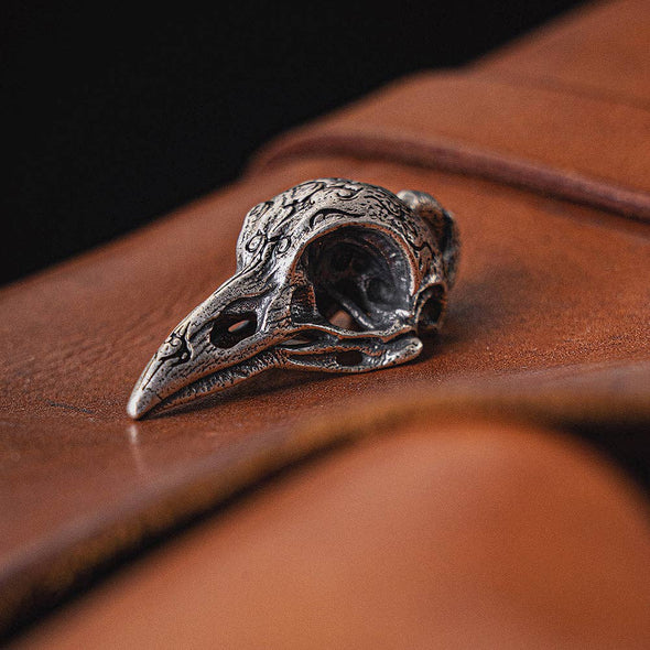 Raven Skull Pendant: Brass