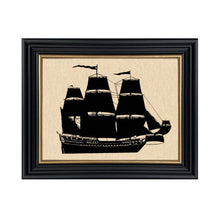 Load image into Gallery viewer, 8&quot;x10&quot; Jamestown Ship Paper Cut Silhouette in Wood Frame