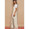 Floral patchwork embroidery overall ALMOND