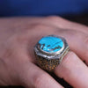 Natural Turquoise Ring Hand Engraved