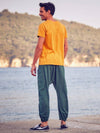 Casual Boho Mens Green Drop Crotch Pants