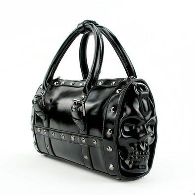 Dual Skull Satchel Bag in Vinyl