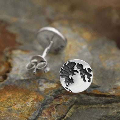 Sterling Silver Full Moon Post Earrings 8x8mm