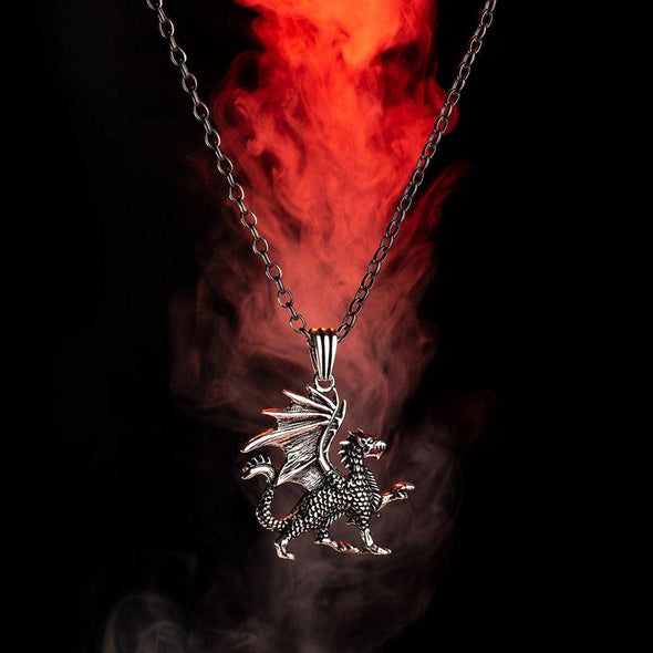 Ephesus Jewelry - Silver Dragon Necklace With Realistic Design