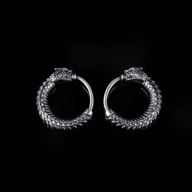Ouroboros Earrings: Oxidized Silver
