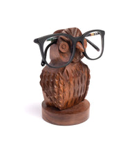 Load image into Gallery viewer, Hand Carved Hoodwink Owl Eyeglass Holder Stand