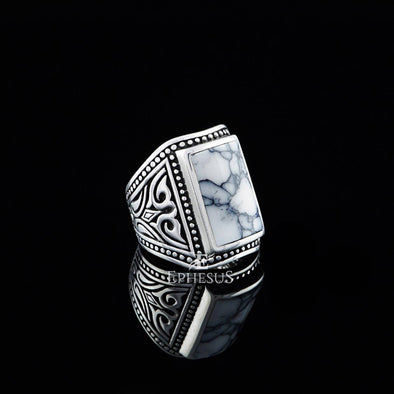 Ephesus Jewelry - White Howlite Ring Sterling Silver