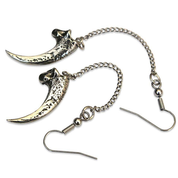 Moon Raven Designs - Silver Owl Talon Claw Earrings - Sterling Silver