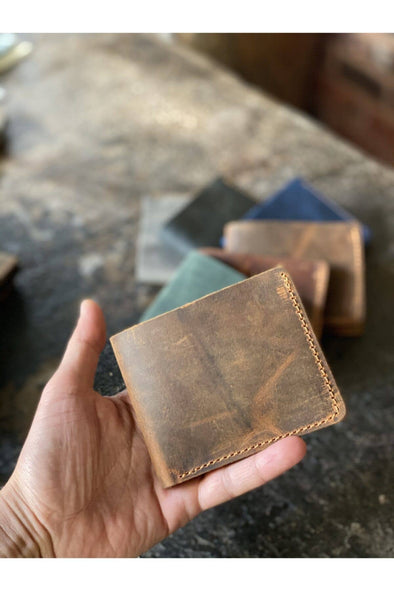 Light Brown Leather Wallet - Hand Made - Card Holder