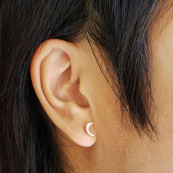 Crescent Moon Post Earrings 7x5mm