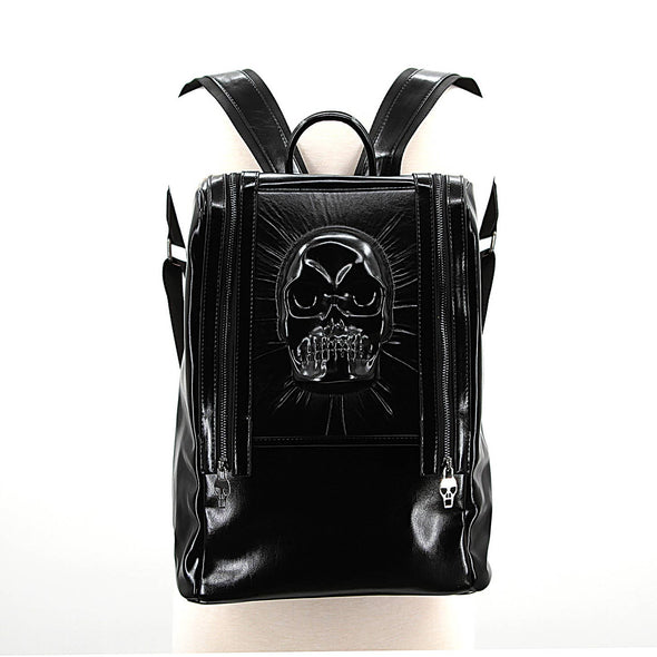 PROTRUDED SKULL HEAD W/ ZIPPER DETAILS BACKPACK