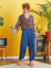 Pleat Detail Boho-Chic Blue Harem Pants